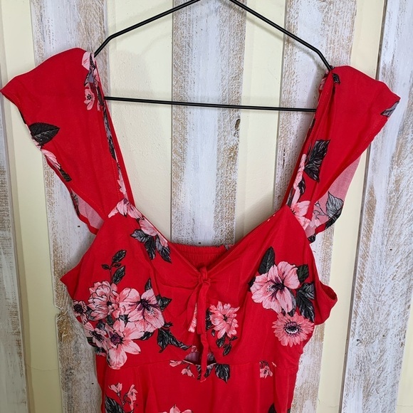Target Xhilaration Red Floral Cutout Dress - Picture 2 of 6